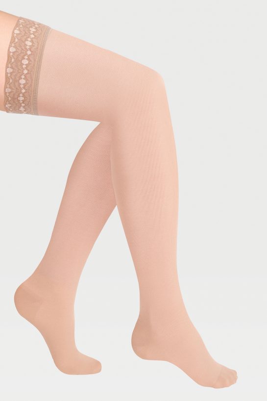 Чулки женские прозрачные с закрытым носком и ажурной резинкой на силиконовой основе ID-301T