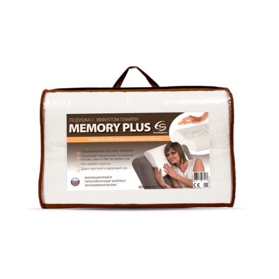 Ортопедическая подушка с эффектом памяти EcoSapiens Memory PLUS ES-78031 60х40 см