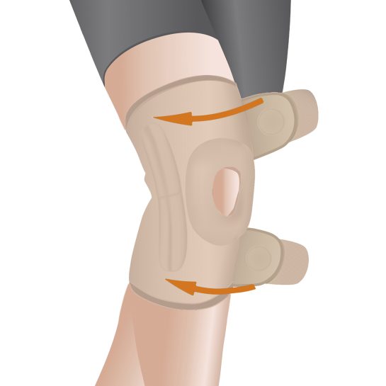 Ортез на коленный сустав окутывающий Orliman 6119 с пружинными ребрами жесткости, бежевый