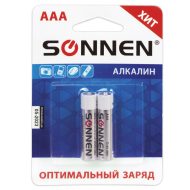 Батарейки алкалиновые SONNEN Alkaline LR3, ААА, 2 шт.